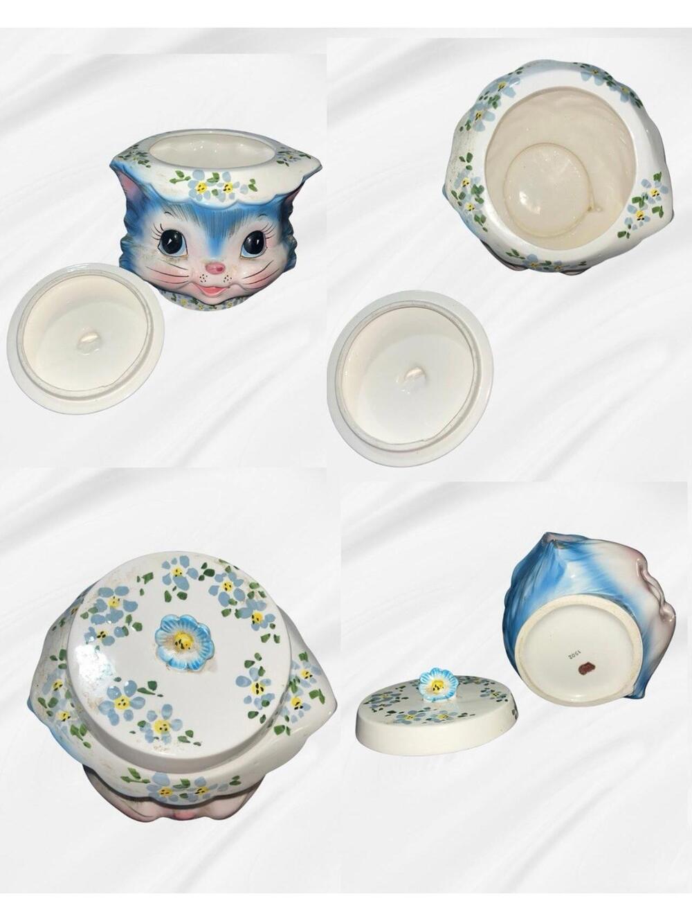 RARE Vintage 50’s Lefton "Miss Priss" Cat Tea Set & Cookie Jar - Picture 11 of 12